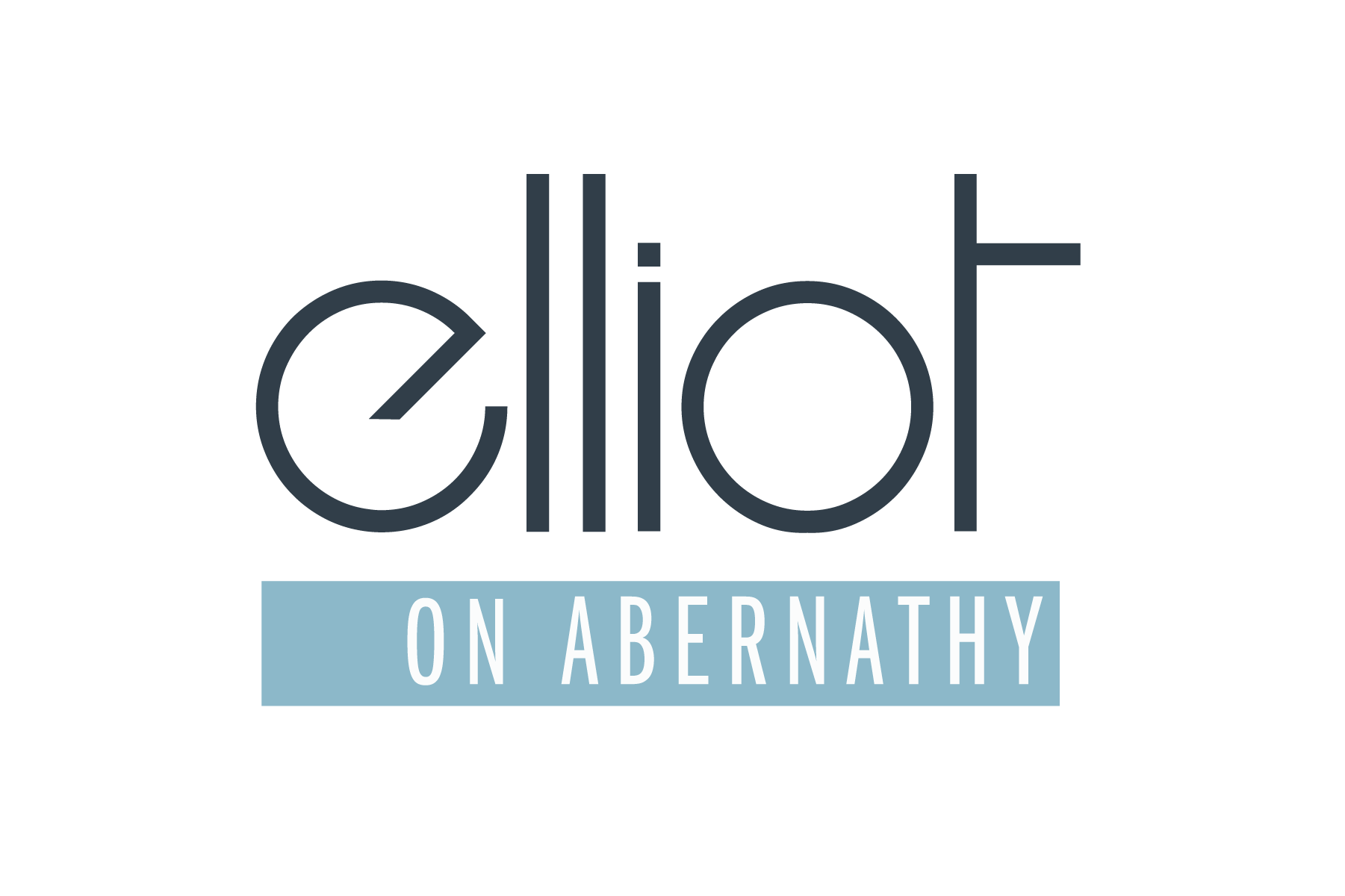 A logo with the text "elliot on abernathy" in white font on a black background.